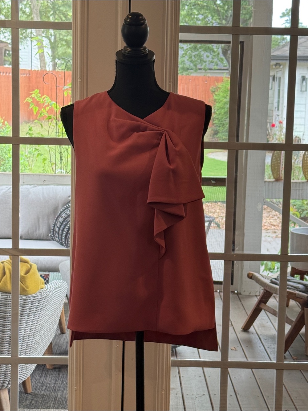 Ted Baker London Kelliss Rust-Red Sleeveless Ruffle-Front Camisole - NWOT